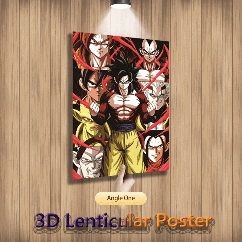 Dragon Ball Anime Lenticular 3D Flip Poster of Goku - Gradient Wall Art for Home Decor (Unframed)